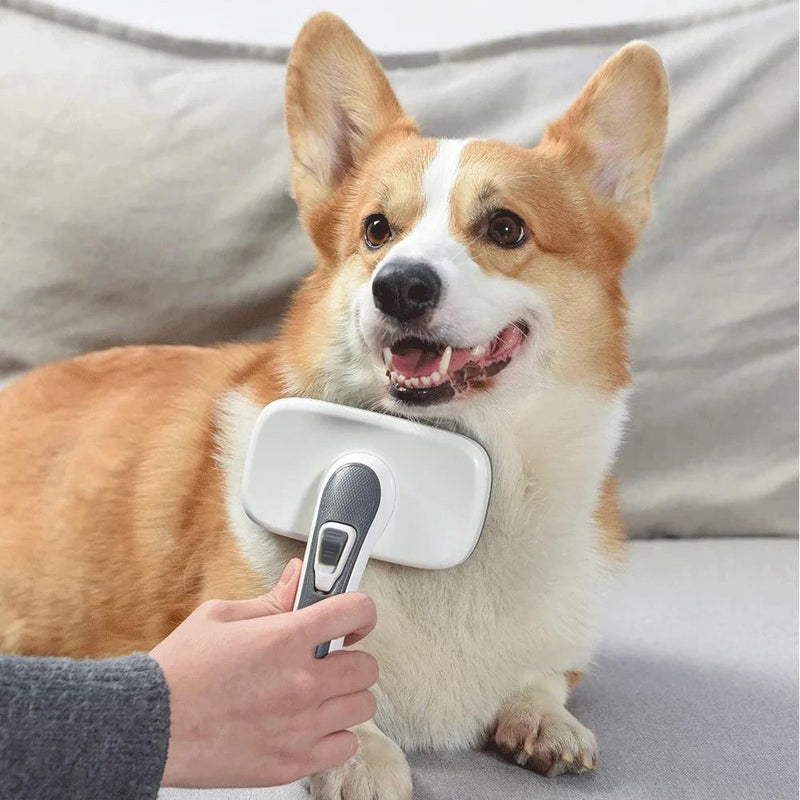 self-cleaning pet grooming brush, view 8 - MRSLM