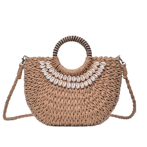 Handmade woven seashell crossbody handbag, view 3 - MRSLM