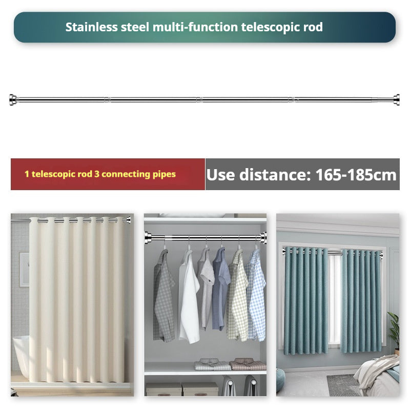adjustable stainless steel tension shower curtain rod, view 3 - MRSLM