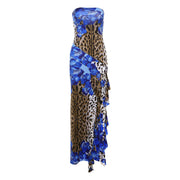 leopard print tube top split dress, view 6 - MRSLM