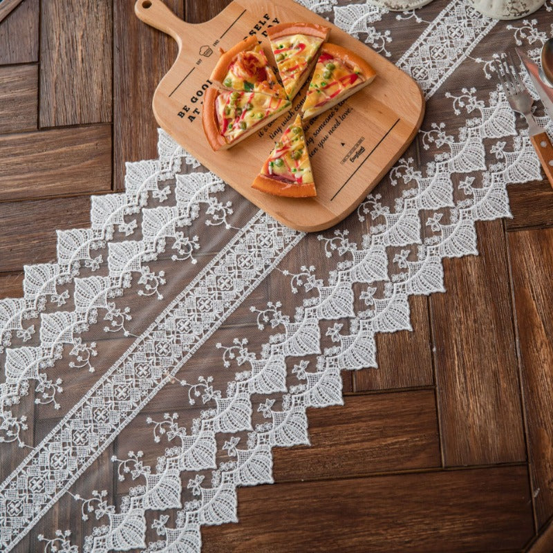white lace table runner, view 6 - MRSLM