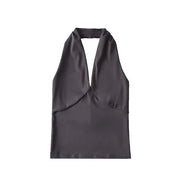 women's deep v-neck halter top, view 3 - MRSLM
