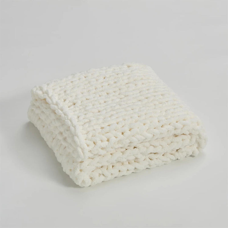 chenille chunky knit blanket throw, view 2 - MRSLM