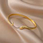 gold snake bangle bracelet, view 7 - MRSLM