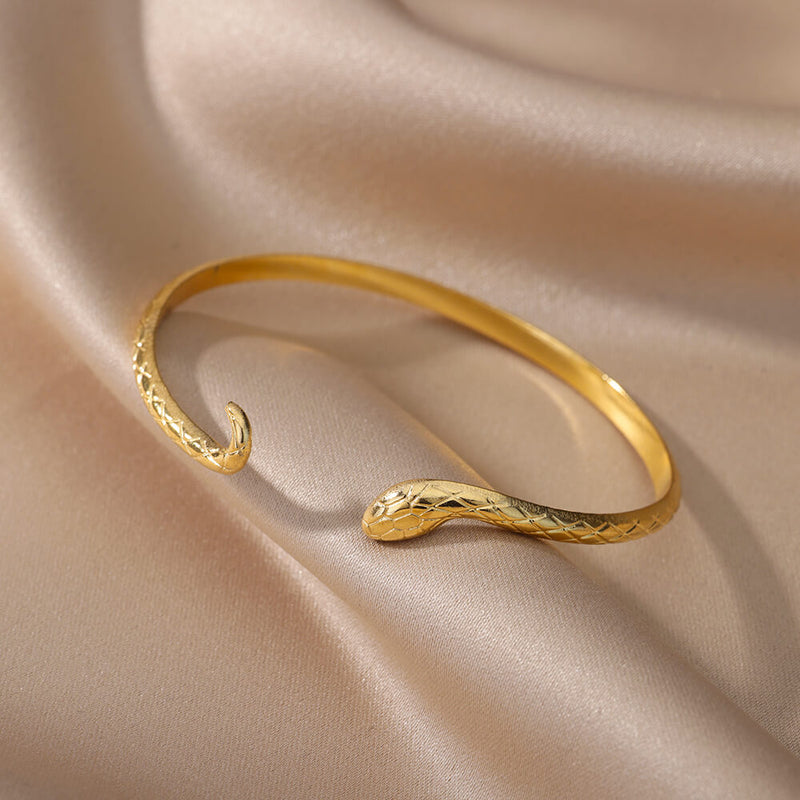 gold snake bangle bracelet, view 7 - MRSLM