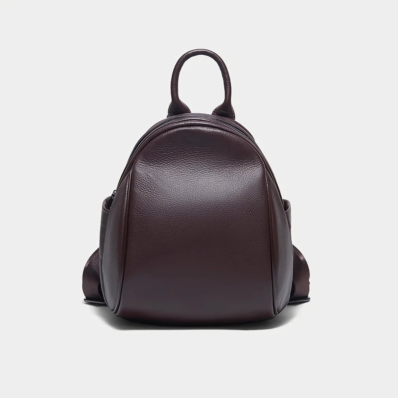 Deep coffee leather backpack for women, view 3 - MRSLM