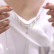 Women's pearl lace necklace, view 2 - MRSLM