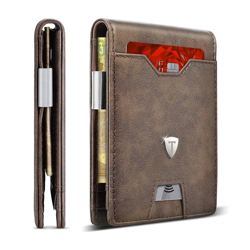 slim bifold leather wallet, view 2 - MRSLM