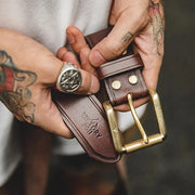 genuine leather pin buckle belt for men, view 4 - MRSLM