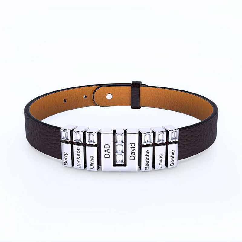 men's faux leather cord bracelet, view 4 - MRSLM