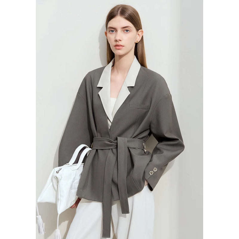 belted blazer coat, view 3 - MRSLM