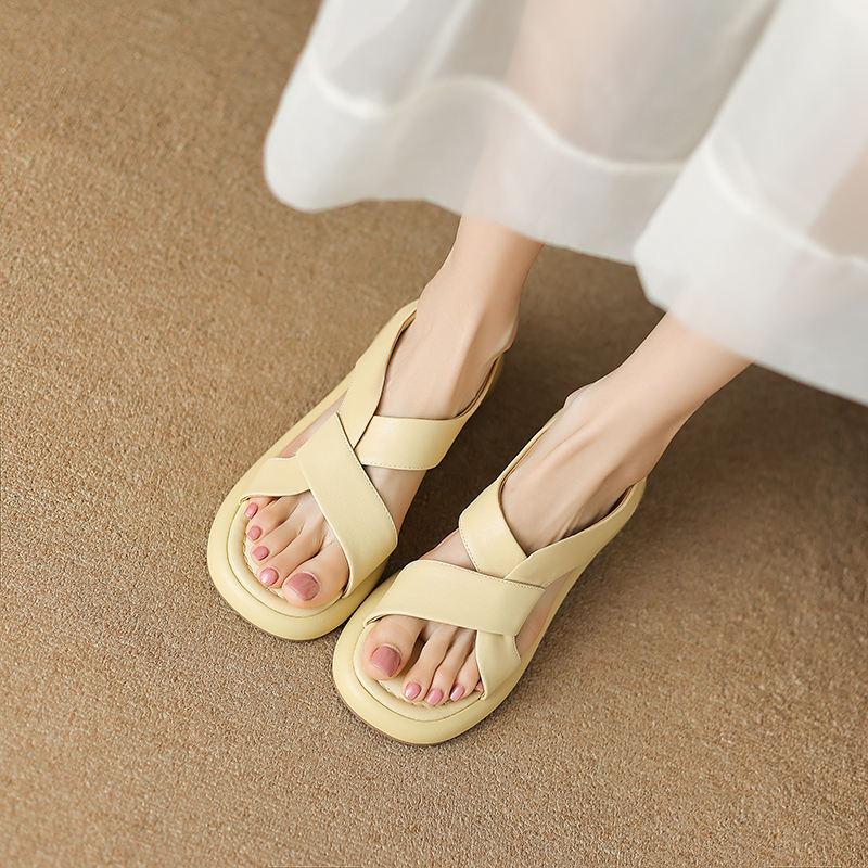 handmade leather chunky heel sandals, view 14 - MRSLM