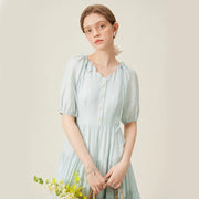 v-neck a-line midi dress, view 3 - MRSLM