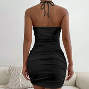 black halter bodycon dress, view 7 - MRSLM
