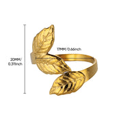 adjustable gold leaves ring, view 8 - MRSLM