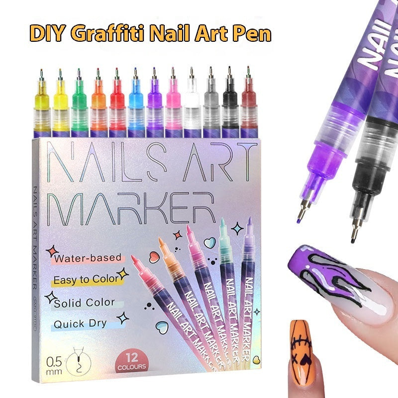 nail art graffiti pen set 12 colors, view 2 - MRSLM