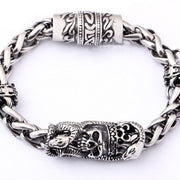stainless steel magnet skull bracelet, view 3 - MRSLM