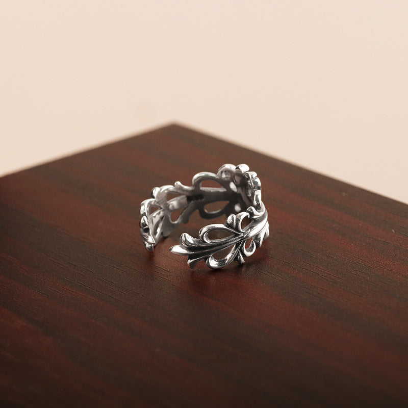 vintage sterling silver geometric ring, view 4 - MRSLM