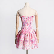 floral tube top ruffled beach dress, view 4 - MRSLM