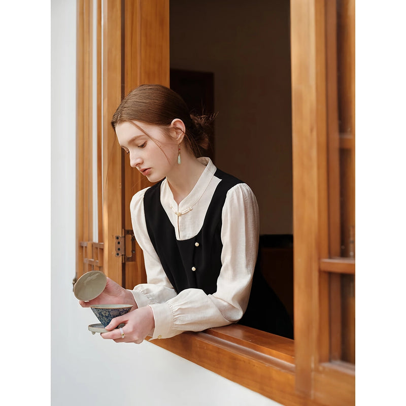 elegant office lady a-line dress with turtleneck, view 5 - MRSLM