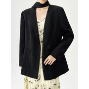 black blazer coat with neckline ribbon, view 2 - MRSLM