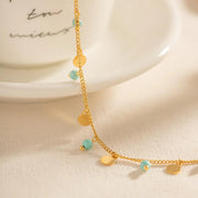Stainless steel natural stone tassel anklet, view 6 - MRSLM
