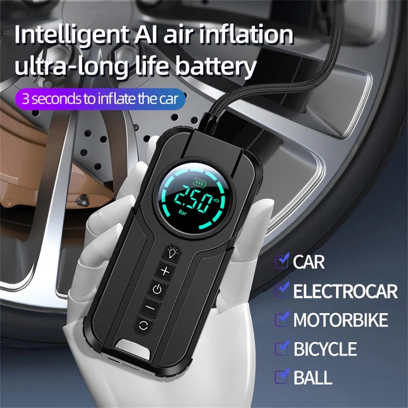 Portable car jump starter with air pump, view 2 - MRSLM