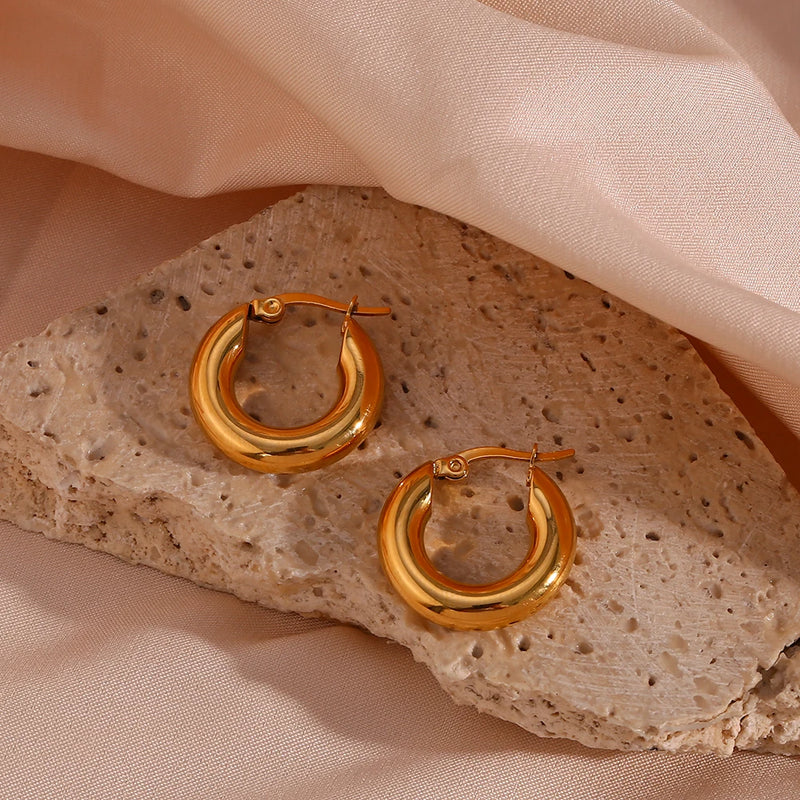 gold-plated stainless steel hoop earrings, view 8 - MRSLM