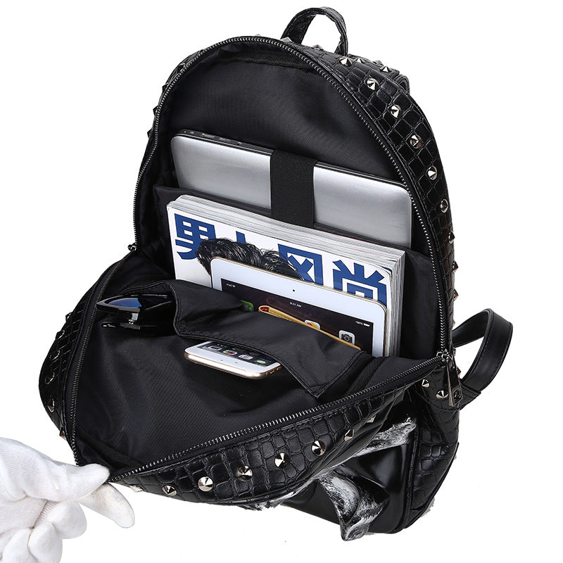 women's skull punk backpack, view 8 - MRSLM