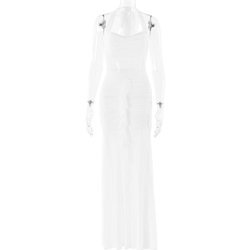 halter pleated dress, view 8 - MRSLM