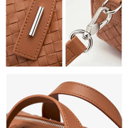 woven leather crossbody pillow bag, view 10 - MRSLM