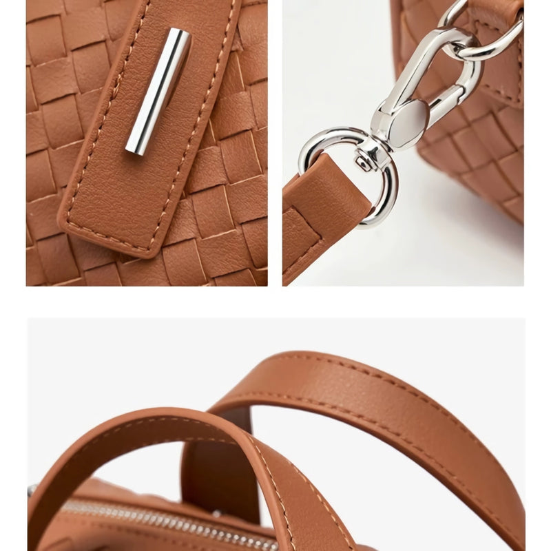 woven leather crossbody pillow bag, view 10 - MRSLM