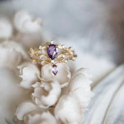 women's vintage flower crystal ring - MRSLM