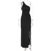 lace-up backless slit maxi dress, view 6 - MRSLM