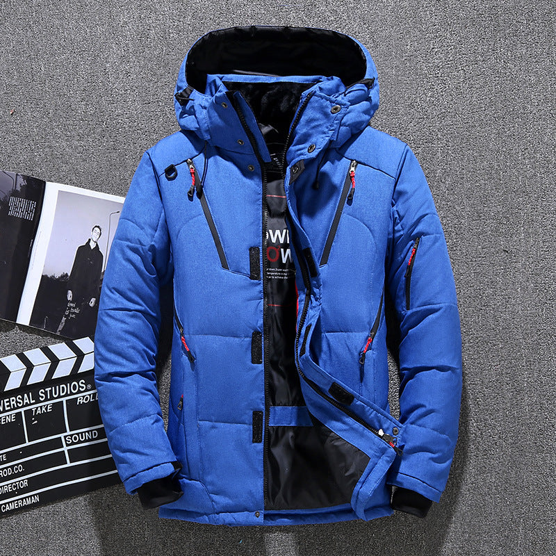 men's white duck down hooded jacket, view 5 - MRSLM