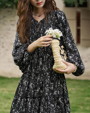 floral flounce-edge loose dress, view 6 - MRSLM