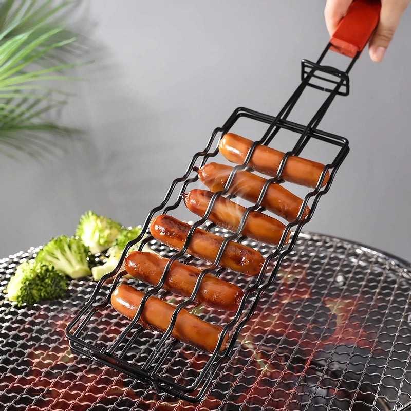stainless steel BBQ hot dog grill basket, view 4 - MRSLM