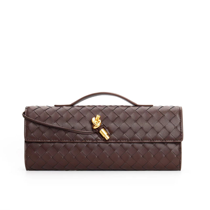 woven leather crossbody clutch bag, view 15 - MRSLM