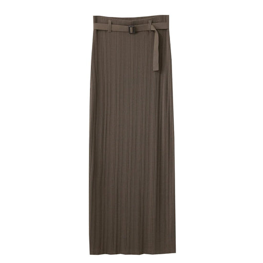 slim fit knitted skirt with belt, view 2 - MRSLM