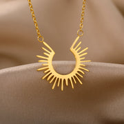 half circle sun pendant necklace, view 5 - MRSLM