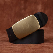 Genuine leather belt with brass pin buckle, view 5 - MRSLM