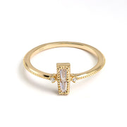 t-line cut zircon gold plated silver ring, view 3 - MRSLM