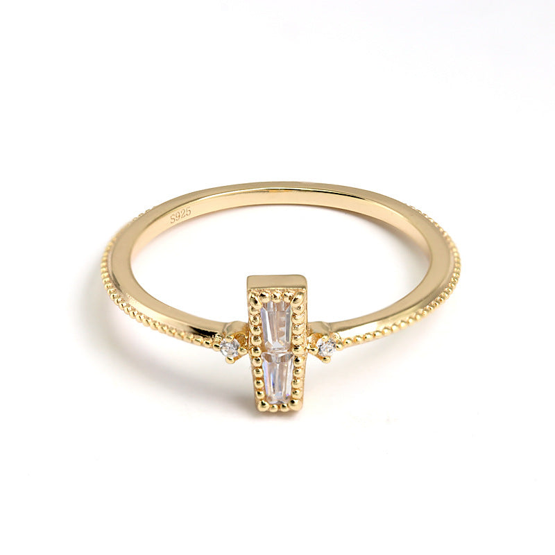t-line cut zircon gold plated silver ring, view 3 - MRSLM