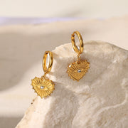 evil eye peach heart earrings - MRSLM