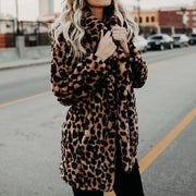 Women's leopard print faux fur winter coat, view 8 - MRSLM