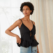 v-neck tie-up camisole, view 3 - MRSLM