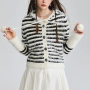 striped hooded mohair cardigan - MRSLM