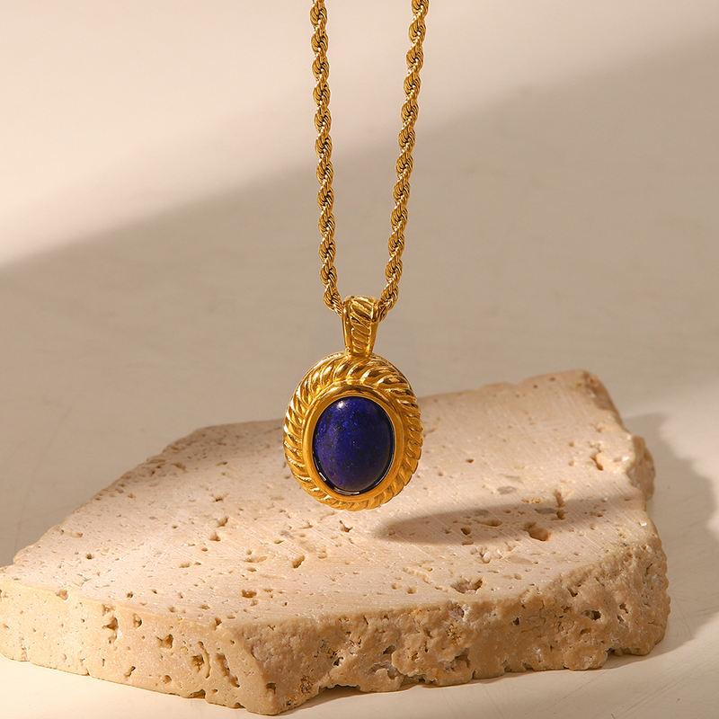 gold plated lapis pendant necklace - MRSLM