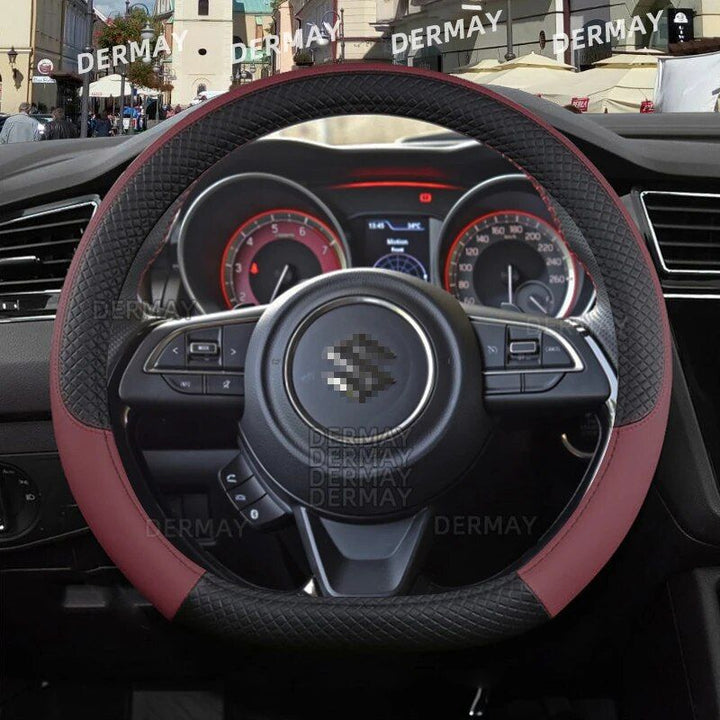 Microfiber Leather & Carbon Fiber Steering Wheel Cover for Suzuki Swift 2017-2021