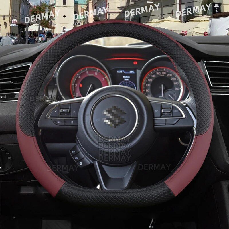 microfiber leather steering wheel cover for Suzuki Swift, view 4 - MRSLM